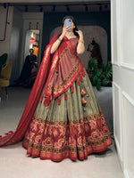 Load image into Gallery viewer, Kokila Tussar Silk Maroon Langa Voni  / Half Saree Set | Shoppers Trend
