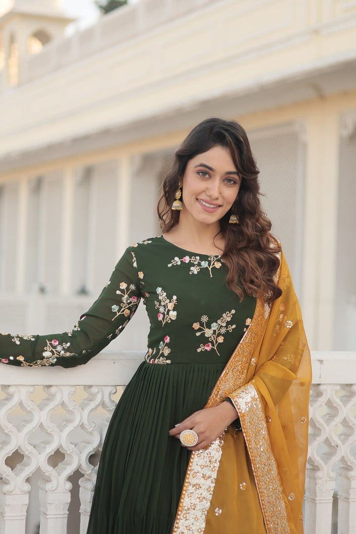 Divya Faux Georgette Mahendi Anarkali | Shoppers Trend