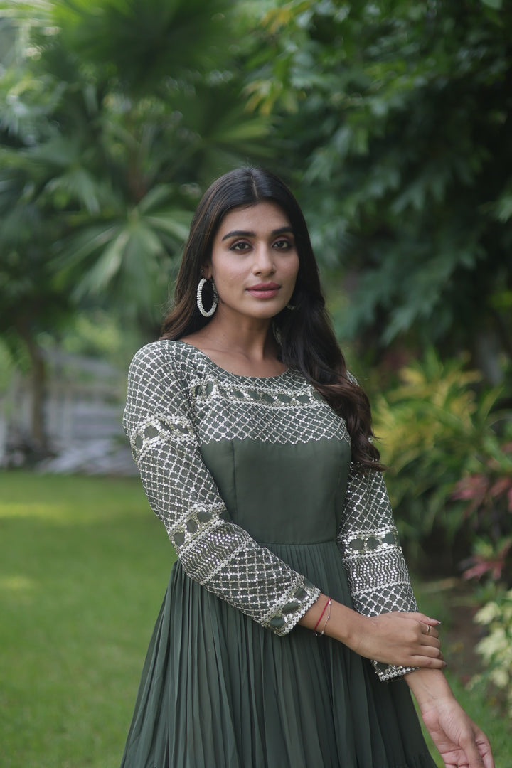 Zarna Faux Blooming Mehndi Gown | Shoppers Trend