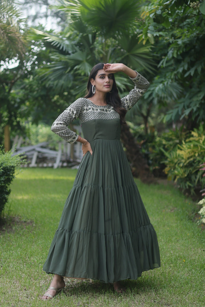 Zarna Faux Blooming Mehndi Gown | Shoppers Trend