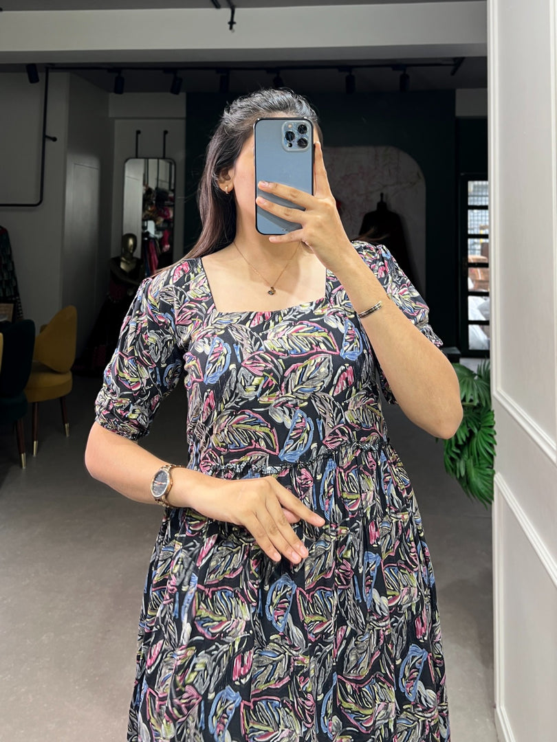 Dhara Rayon Nevy Blue Dress | Shoppers Trend