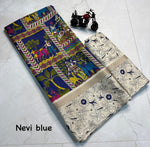 Load image into Gallery viewer, Navy Color Heavy Mul Mul Cotton Saree Price and Online Shopping Price Under 999 . Royal Navy Blue Saree For Wedding &amp; Bridal Wear . 
