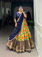 Load image into Gallery viewer, Discover the Ethereal Beauty of Navy Mysore Silk Fabric Dhavani Set and Half-Saree  . Feather-light, soft-textured, and exquisitely detailed, this fabric is perfect for modern weddings and festive wear. 
This Fabric Price and Online Shopping Price Under Price Rs.2000 .
