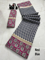 Load image into Gallery viewer, Navy WIth Rani Fully Border Zari Weaving Work Mul Mul Cotton Sarees With Price Under 1000 .This Fabric Fully Cold and Flowers Design  With Gold Zari Weaving Work . This Fabric Saree RIch Pallu Created Pallu Weaving zari Work . Traditional Wear Collection and Weddings Wear Collection Best For Offer In Under 1000 . 

