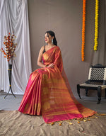 Load image into Gallery viewer, Aabha Pure Tissue Silk Orange Saree | Shoppers Trend
