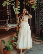 Gupta Gold Chanderi Tissue White Gown | Shoppers Trend