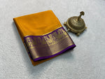Load image into Gallery viewer, Semi-Mysore Silk Saree with Zari work, 6.3m length. Machine washable. Complete set with blouse piece. Designed for Pongal celebrations.


