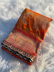 Orange  Soft Paithani Silk Sarees With Price and Online Shopping Price Under 2500 . this Fabric Soft Paithani Silk Saree and Heavy Fully Zari Weaving Work and beautiful contrast weaving border with allover beautiful weaving and rich weaved pallu Teamed with contrast blouse , Traditional Look For 2024-25 , 2025-26 .  
