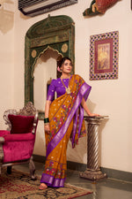 Load image into Gallery viewer, Orange silk saree with zari border , Orange saree for Haldi and festive wear , Orange color saree with green blouse , Rust orange cotton saree with prints , Bright orange georgette saree with sequins , Orange soft silk saree for wedding , Traditional orange saree under ₹1000 , Designer orange saree for bridesmaids . 
