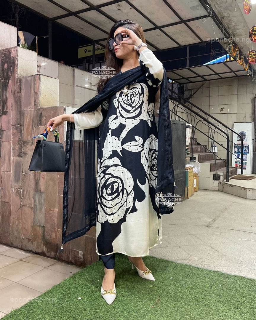 Simran Maslin Cotton Soft Black Kurti  | Shoppers Trend