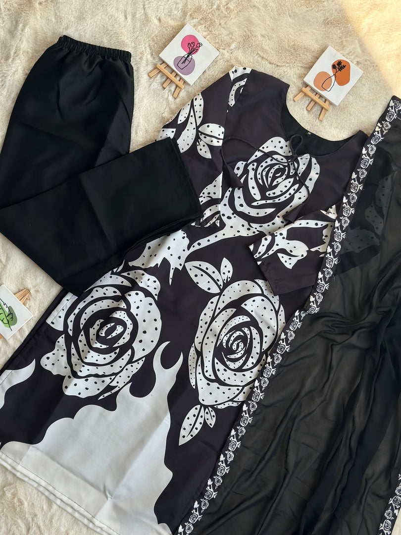 Simran Maslin Cotton Soft Black Kurti  | Shoppers Trend