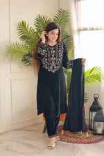 Load image into Gallery viewer, Rishi Velvet Black Kurti  | Shoppers Trend
