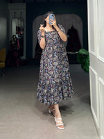 Load image into Gallery viewer, Dhara Rayon Nevy Blue Dress | Shoppers Trend
