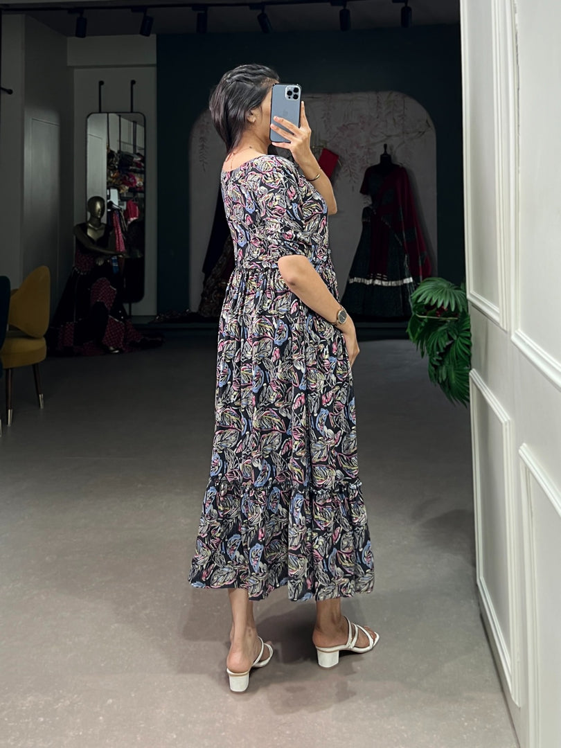 Dhara Rayon Nevy Blue Dress | Shoppers Trend