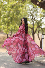 Load image into Gallery viewer, Pankhudi Diwali Special Faux Georgette Pink Dress | Shoppers Trend
