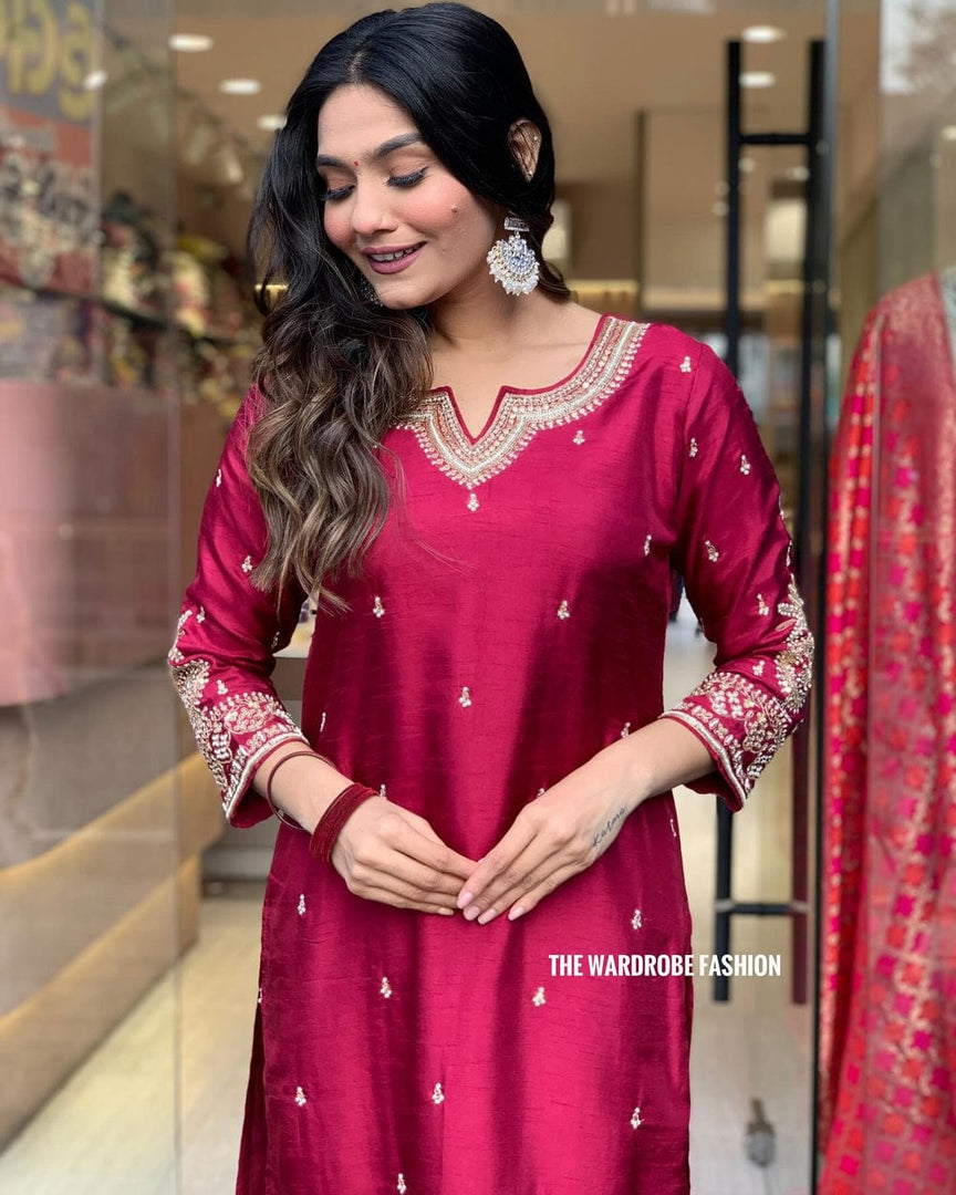 Jisha Heavy Banana Chanderi Silk Kurti | Shoppers Trend