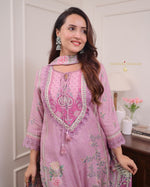 Load image into Gallery viewer, Rishu Lilac pure soft muslin Pink Kurti | Shoppers Trend
