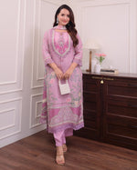 Load image into Gallery viewer, Rishu Lilac pure soft muslin Pink Kurti | Shoppers Trend
