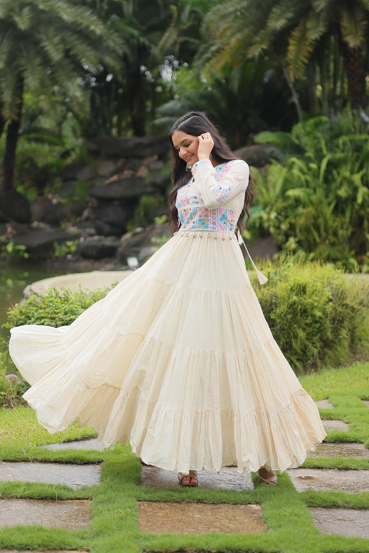 Ankita Cotton White Gown | Shoppers Trend