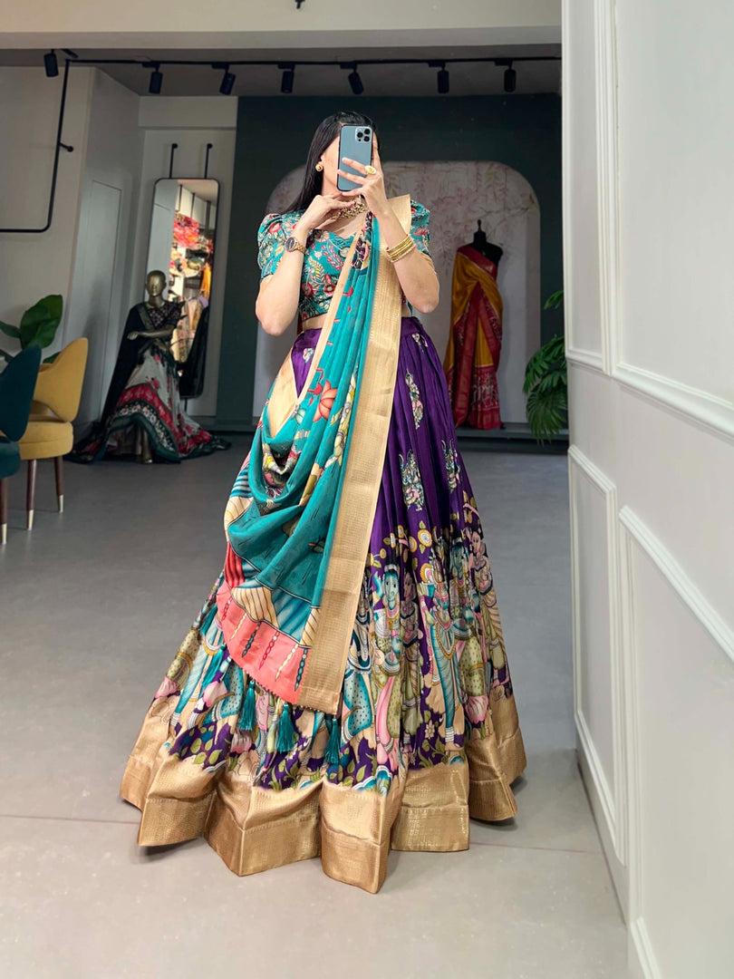 Shraddha Dola Silk Purple Dhavani | Shoppers Trend