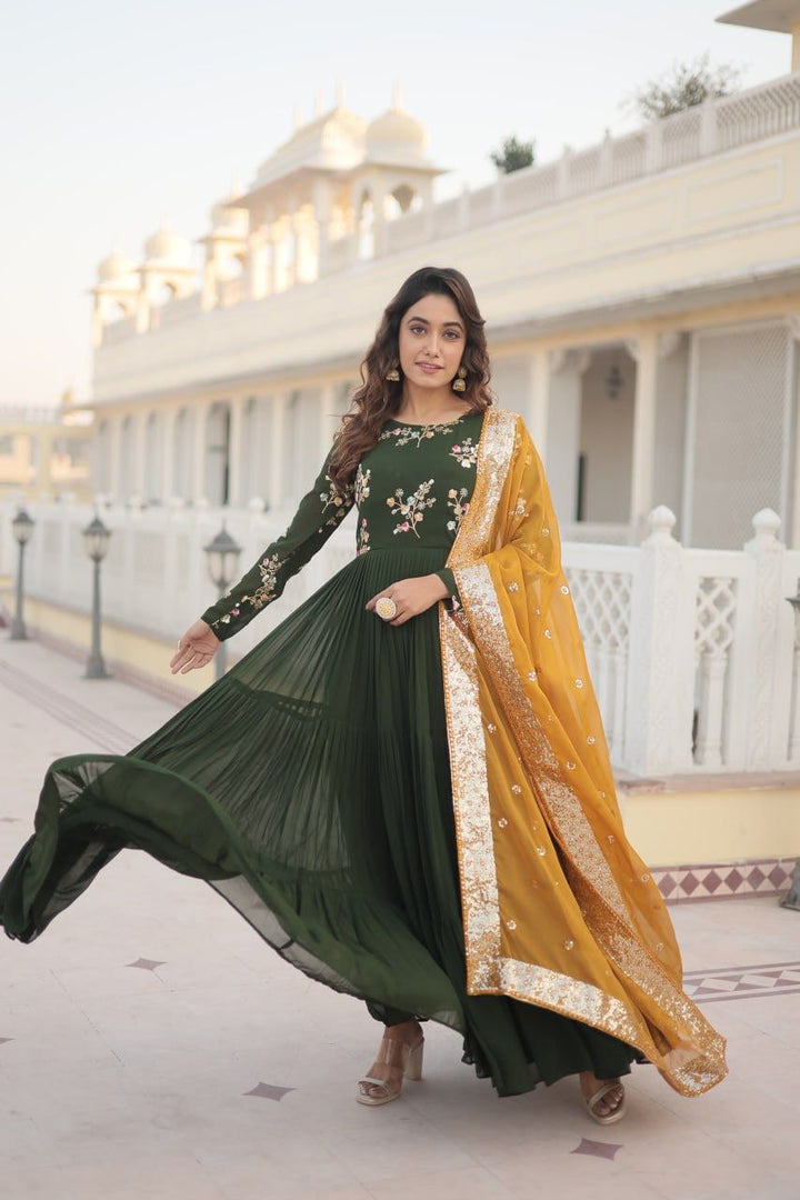 Divya Faux Georgette Mahendi Anarkali | Shoppers Trend