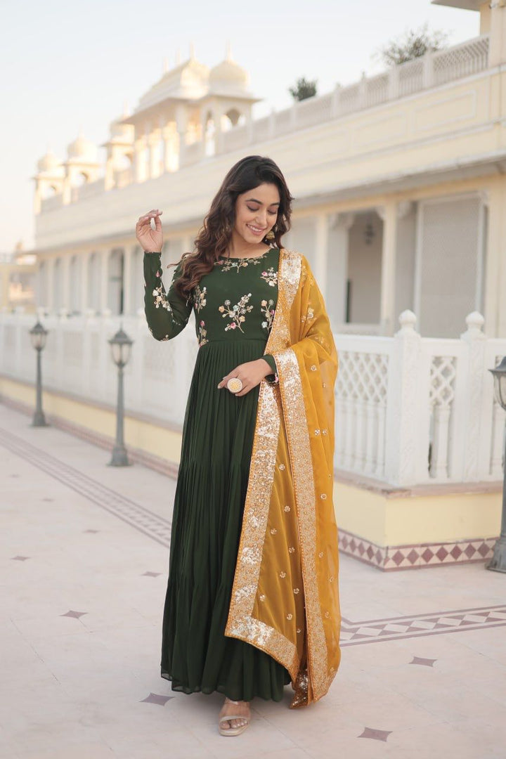 Divya Faux Georgette Mahendi Anarkali | Shoppers Trend