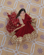 Load image into Gallery viewer, Disha Faux Blooming Maroon Anarkali | Shoppers Trend
