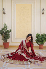 Load image into Gallery viewer, Disha Faux Blooming Maroon Anarkali | Shoppers Trend
