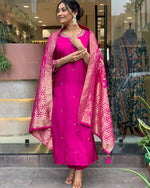 Load image into Gallery viewer, Priya Banana Chanderi Silk Rani Kurti | Shoppers Trend
