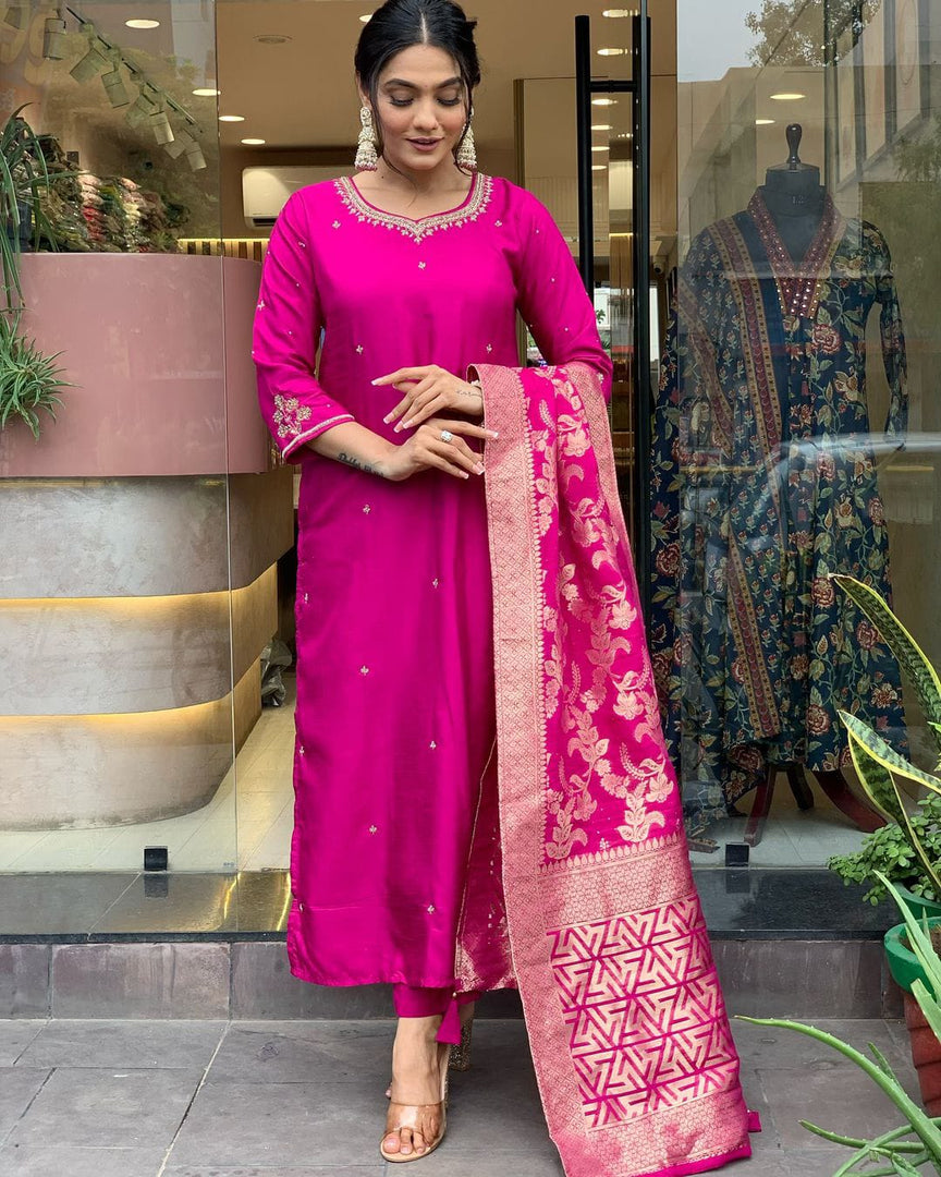 Priya Banana Chanderi Silk Rani Kurti | Shoppers Trend