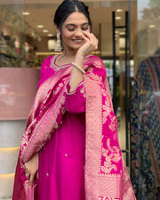 Priya Banana Chanderi Silk Rani Kurti | Shoppers Trend