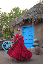 Nirali Reyon Maroon Gown | Shoppers Trend