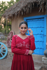 Load image into Gallery viewer, Nirali Reyon Maroon Gown | Shoppers Trend
