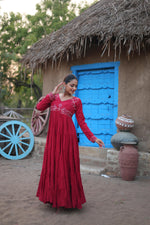 Load image into Gallery viewer, Nirali Reyon Maroon Gown | Shoppers Trend
