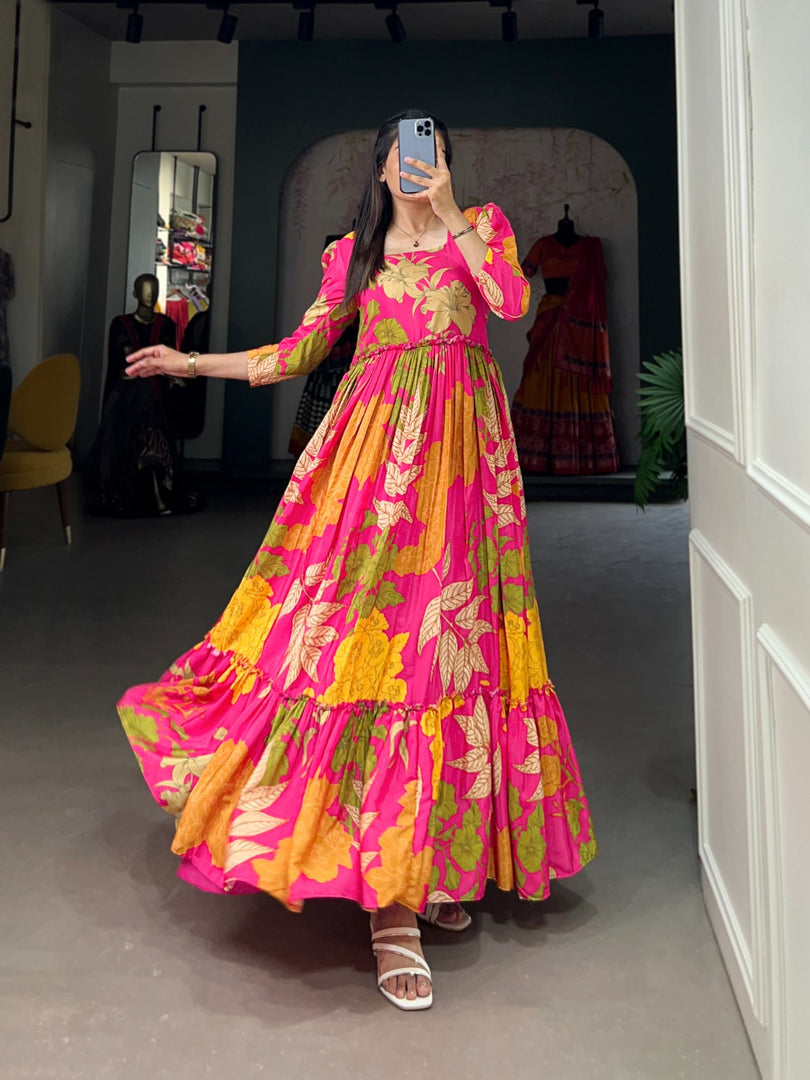 Rekha Crepe Silk Gown | Shoppers Trend