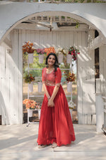 Load image into Gallery viewer, Nova Faux Blooming Red Gown | Shoppers Trend
