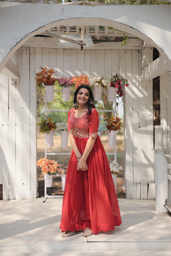 Nova Faux Blooming Red Gown | Shoppers Trend