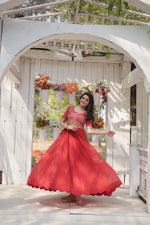 Load image into Gallery viewer, Nova Faux Blooming Red Gown | Shoppers Trend
