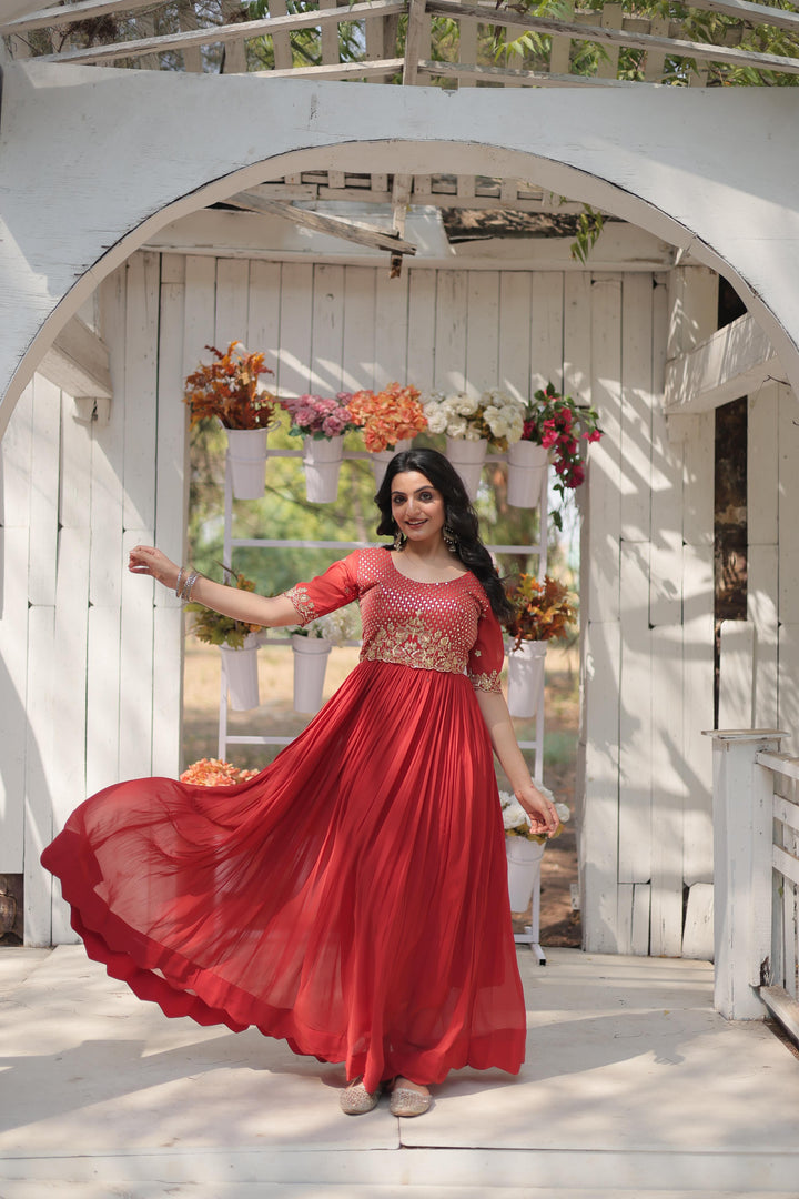 Nova Faux Blooming Red Gown | Shoppers Trend