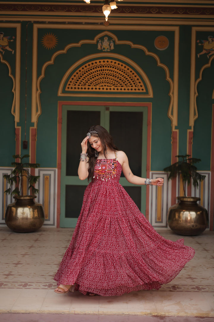 Jaisvi Faux Georgette Maroon Gown | Shoppers Trend