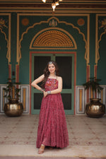 Load image into Gallery viewer, Jaisvi Faux Georgette Maroon Gown | Shoppers Trend
