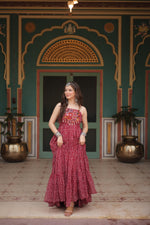 Load image into Gallery viewer, Jaisvi Faux Georgette Maroon Gown | Shoppers Trend
