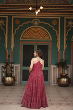 Load image into Gallery viewer, Jaisvi Faux Georgette Maroon Gown | Shoppers Trend
