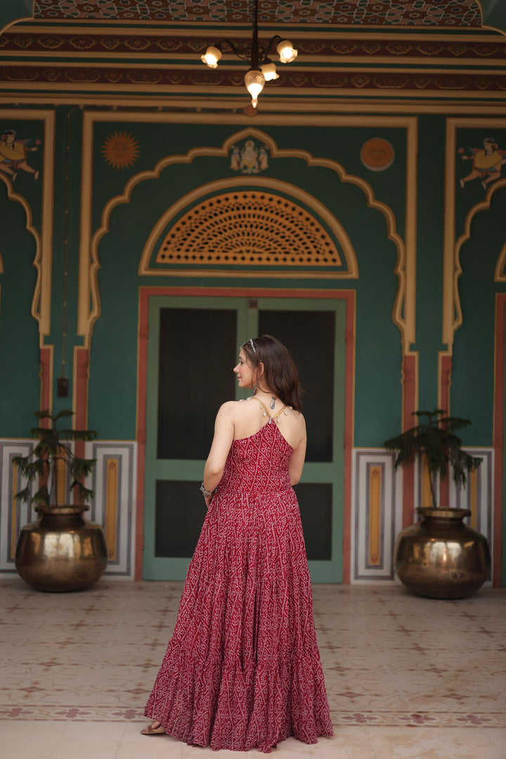 Jaisvi Faux Georgette Maroon Gown | Shoppers Trend