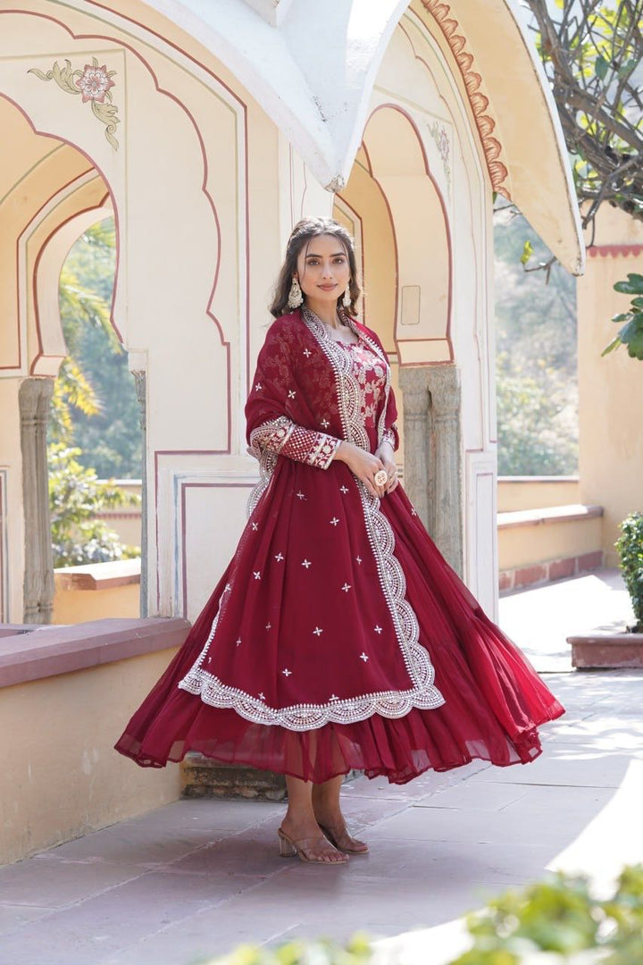 Mokshita Faux Blooming & Viscose Dyable Jacquard Anarkali | Shoppers Trend