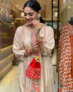 Load image into Gallery viewer, Renya Satin Beige Kurti  | Shoppers Trend
