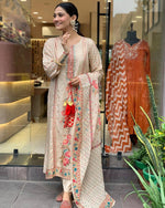 Load image into Gallery viewer, Renya Satin Beige Kurti  | Shoppers Trend
