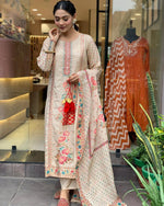 Load image into Gallery viewer, Renya Satin Beige Kurti  | Shoppers Trend
