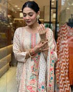 Load image into Gallery viewer, Renya Satin Beige Kurti  | Shoppers Trend

