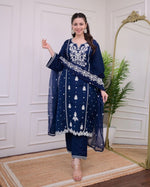 Load image into Gallery viewer, Ridhi Pure Reyon Blue Kurti  | Shoppers Trend
